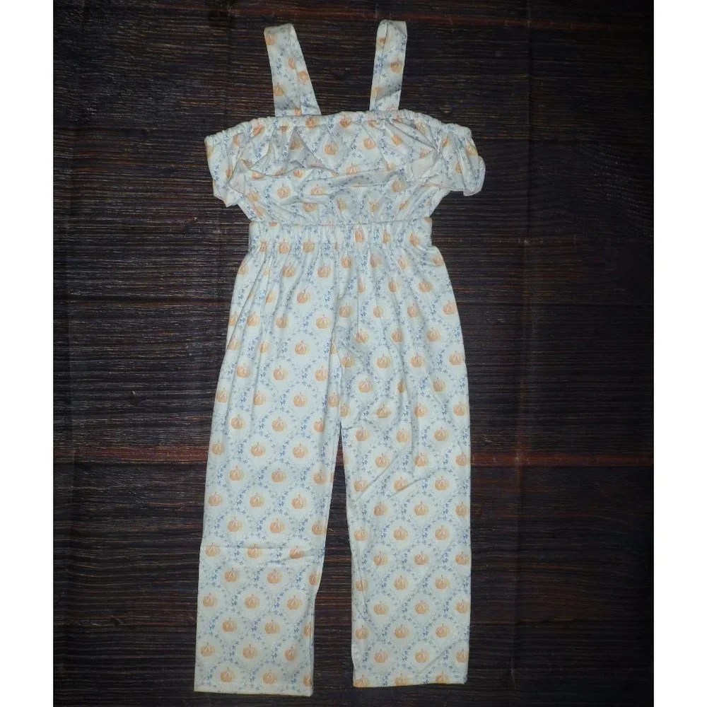 Boutique Pumpkin Girls Sleeveless Ruffle Romper Jumpsuit
